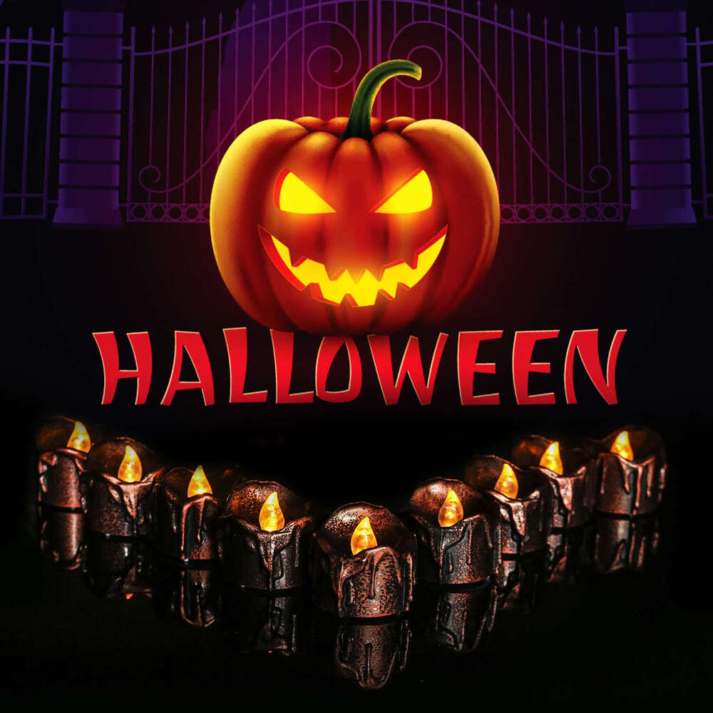 Halloween Black LED Candle Light Flameless Plastic CR2032 Electronic Mini Glowing Tealight