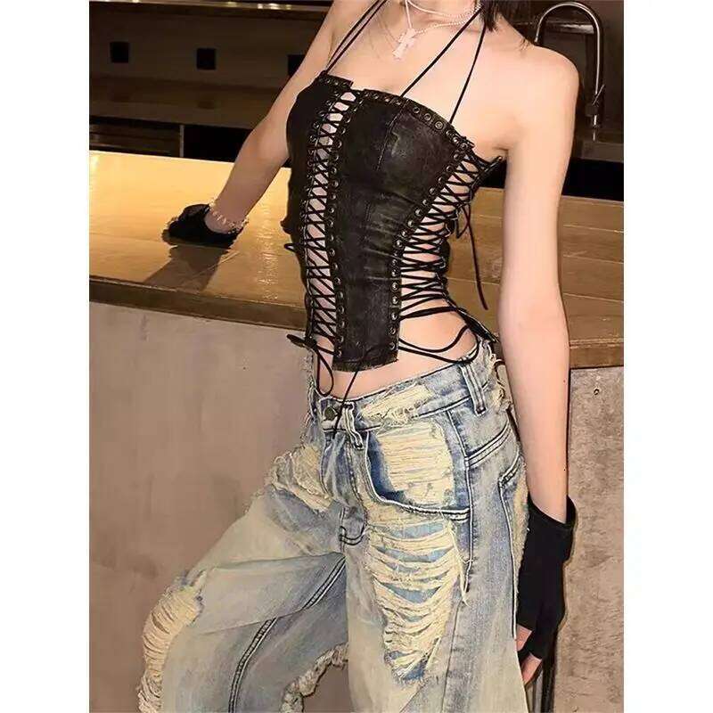 American High Street Vintage Ripped Jeans Women's New Low Rise Retro Straight Leg Floor Pants Female Clothing