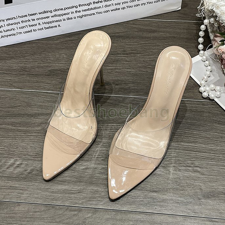 designer sandals high heels transparent womens sandals slip-on sandal elegant pointed toes open toe sandale fashion stiletto heel women shoes size 34-