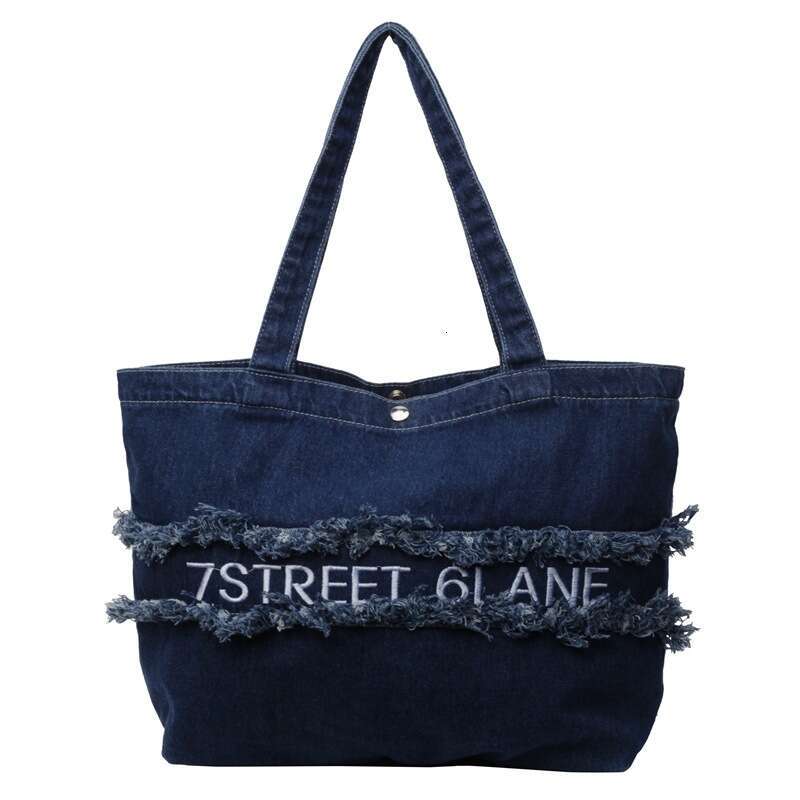 Fashion Frayed Bags Designer Women Letter Denim for Women 2025 New Large Capacity Shoulder Bag Trendy Versatile Handbag