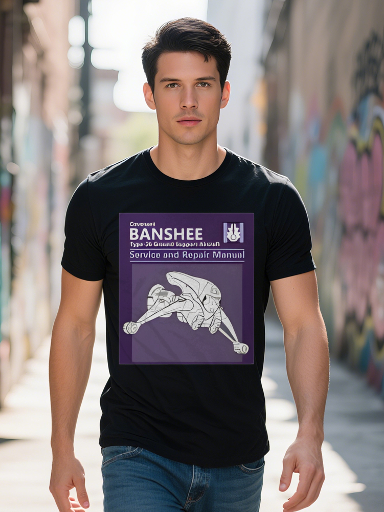 Men's T-Shirt BANSHEE Repair Service Print Deep Purple Background Tee Regular Fit Gift for Men Casual Summer