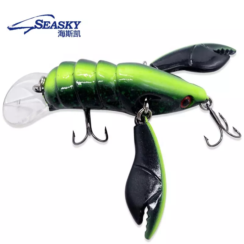 Seasky Crazy Crawfish Lobster Shrimp ABS Freshwater Fishing Lure with Dual Claws