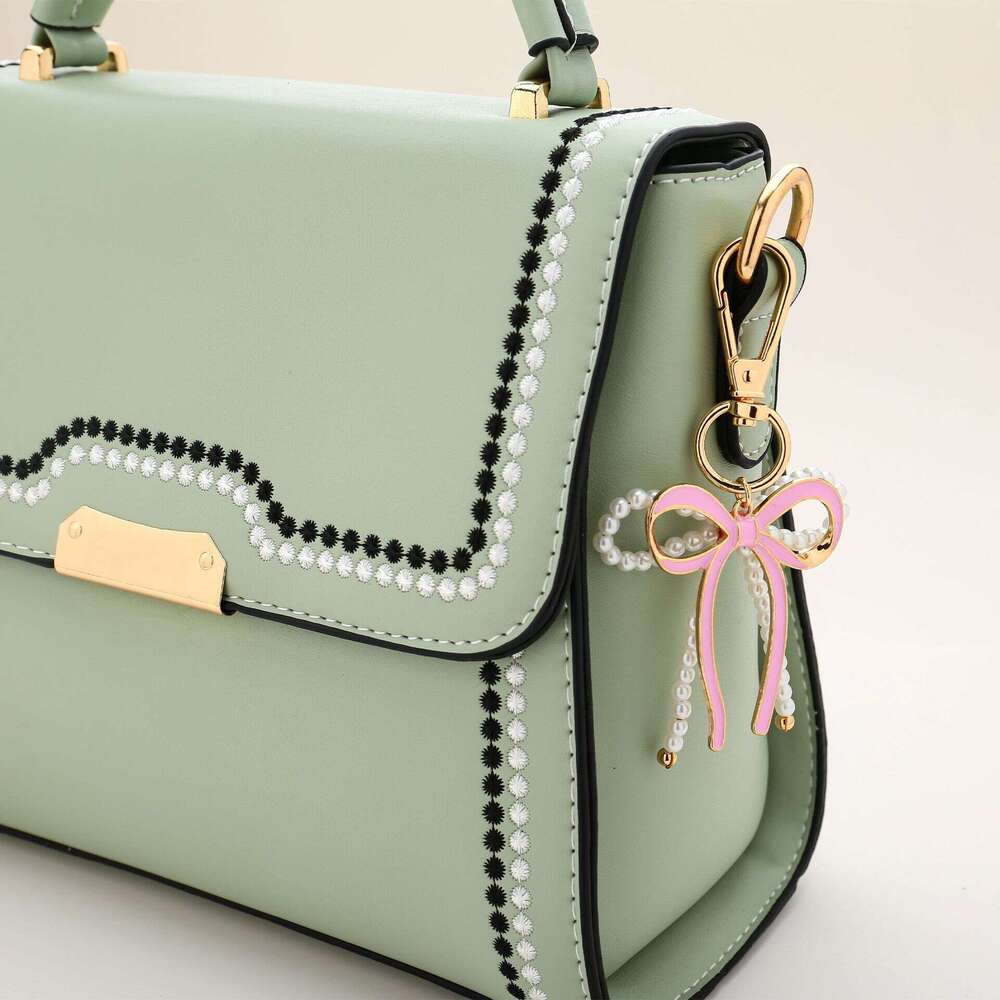 Korean Version Cute Sweet Handmade Imitation Pearl Bow Keychain Bag Pendant Gift Personalized Ornament