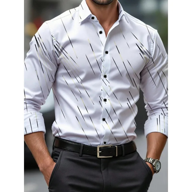 FGKKS Men Shirt Fashion Long Sleeve Trending Man Printed Smart Casual Elastic Four Season Male Business 250808