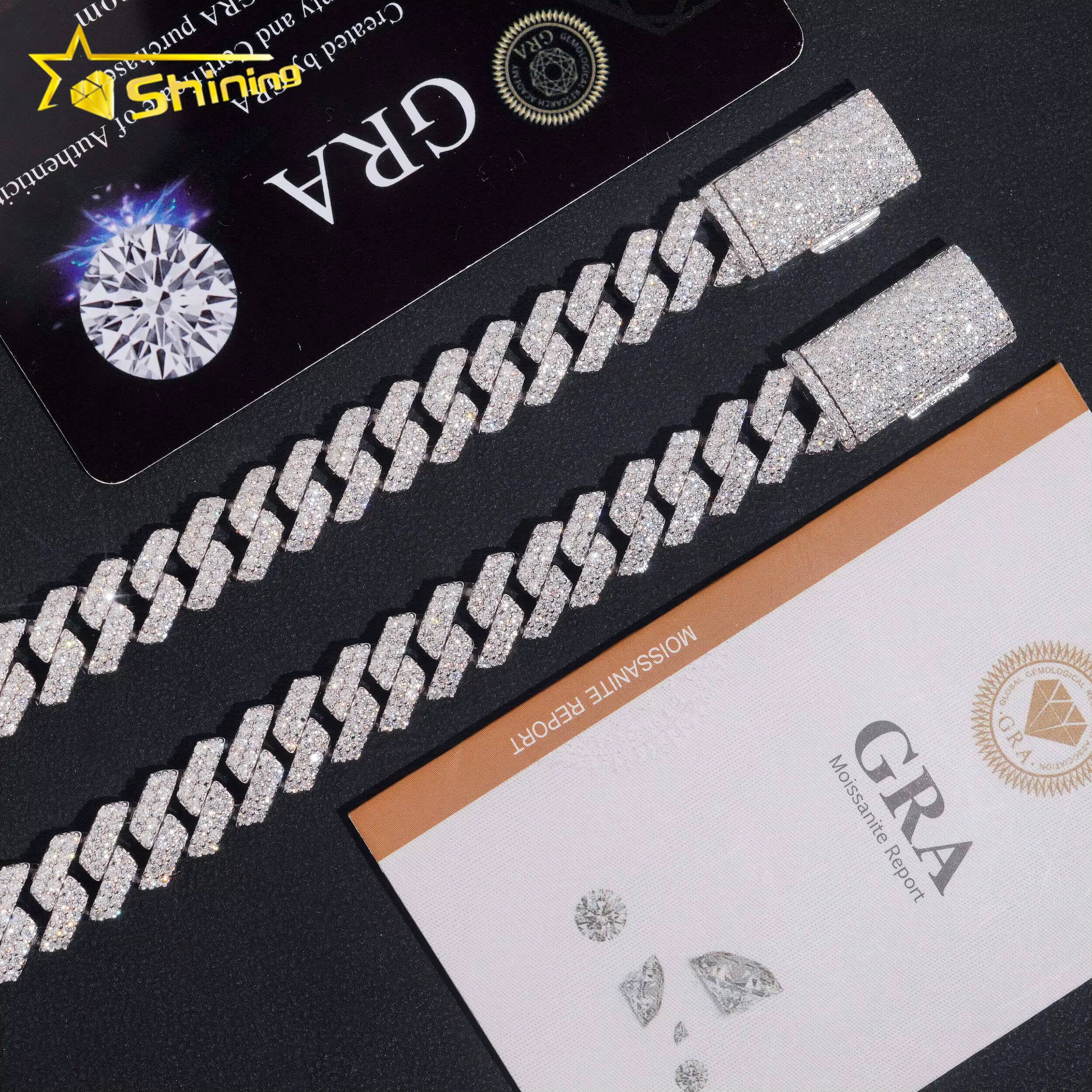 USA Warehouse Ready to Ship GRA Certificate 10mm Solid Sier Hip Hop Jewelry Iced Out VVS Moissanite Dia Cuban Bracelet
