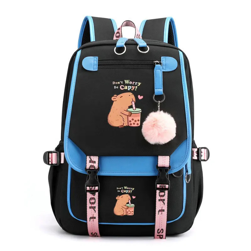 Capybara Schoolbag for Teenage Girls Boys USB Bookbag Mochila Waterproof Women Backpack Female Travel Bag Backpacks 250813