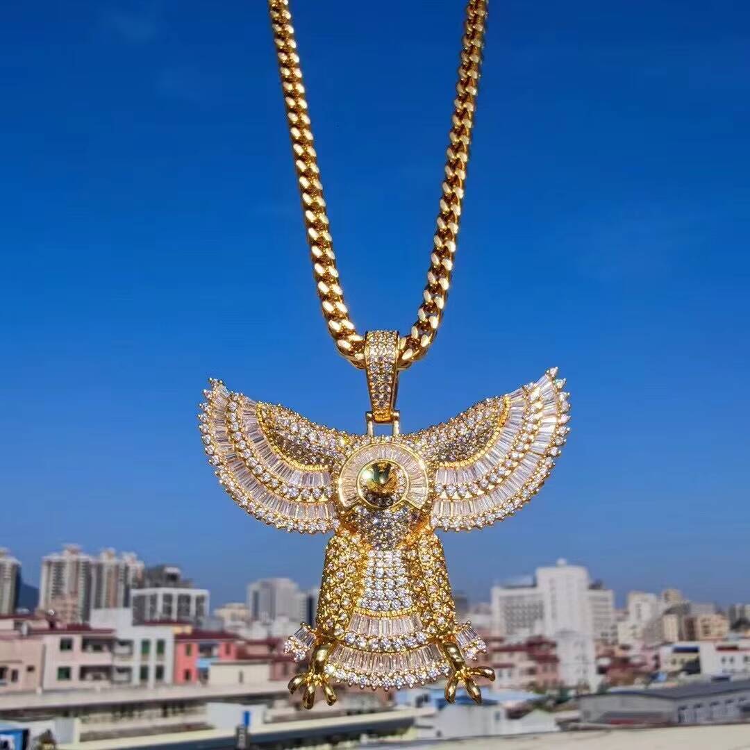 New Design Custom Eagle Iced Out Baguette Paved VVS D Moissanite Sterling Silver Memory Pendants Hip Hop Jewelry