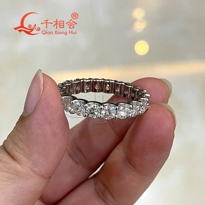 10K 14K 18K real gold 0.3ct 4mm round white moissanite Eternity Band Customizable Specifications ring Jewelry Rings Engagement