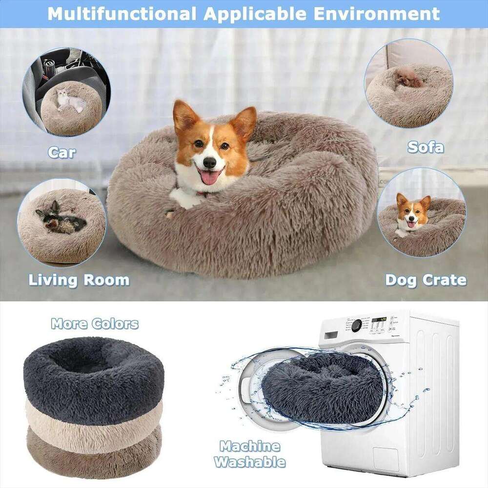 110cm-120cm Best Pet Supplies Round Calming Bolster Dog & Cat Bed-Ultra Plush Luxe