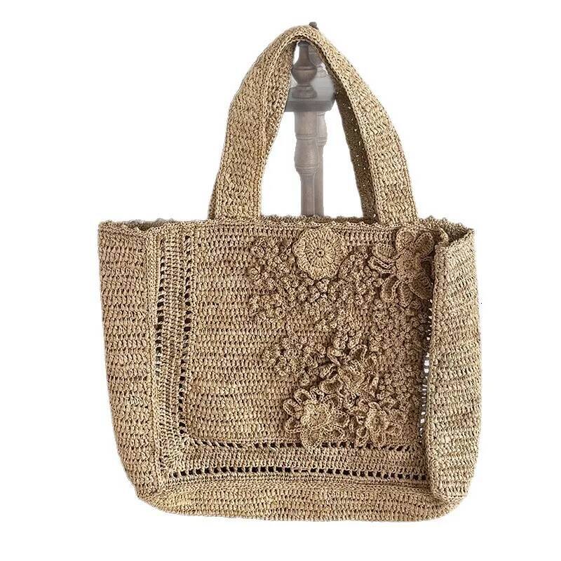 Summer Flower Woven Tote Bohemian Travel Straw for Women Handbags Designer Shoulder Bags Bali Beach Bag Shopper Purses high-quality