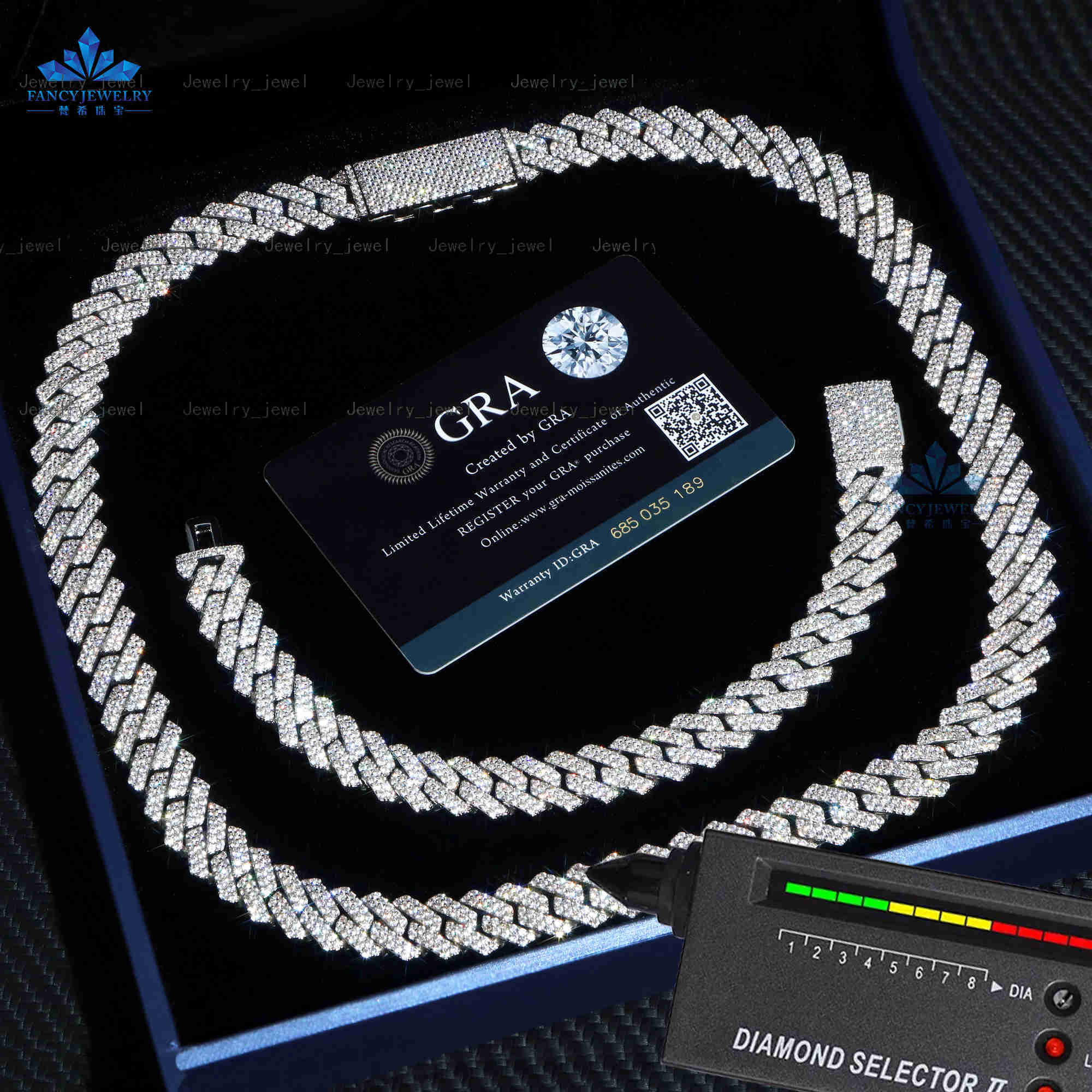 Pass Diamond Tester VVS Moissanite 8mm 10mm 12mm 13mm Wide 2Rows Sterling Silver Cuban Link Chain for Rapper Hip Hop Necklace