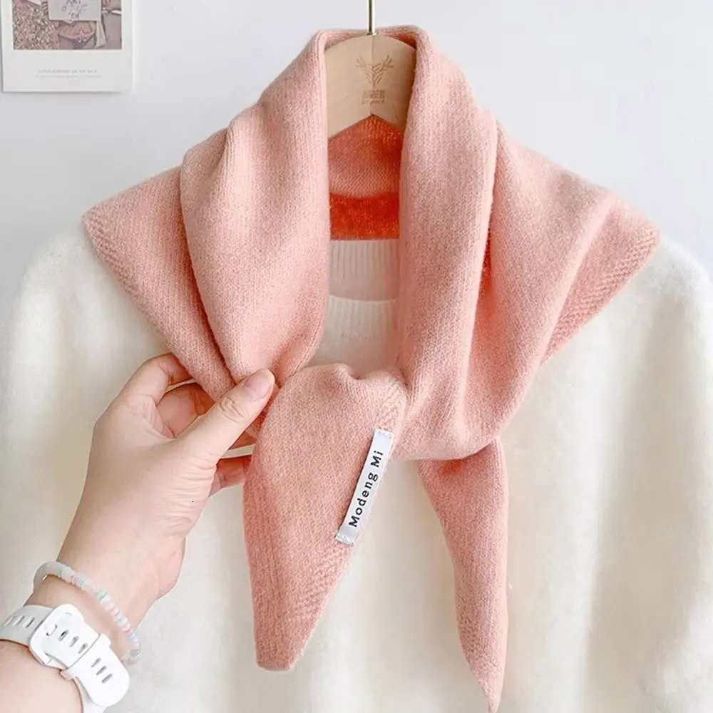 Fashion Soft Wool Knitted Scarf Multi-functional Warm Women Headscarf Winter Triangular Scarf Women Shawl 250808