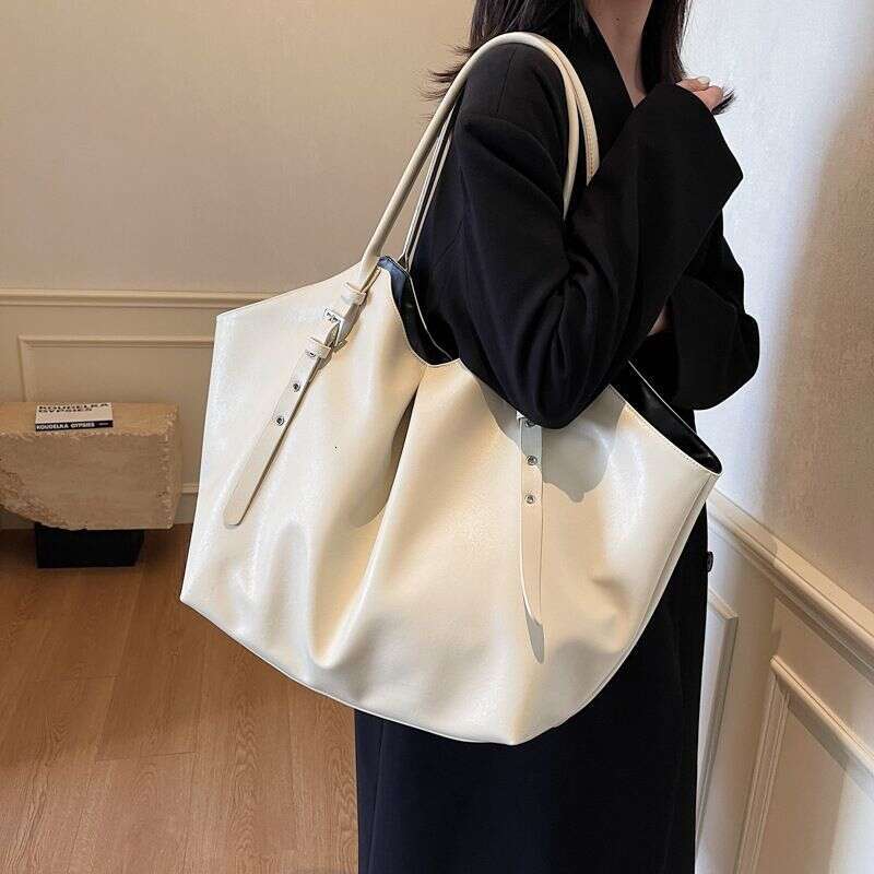 Bags Large Capacity Pleated Tote Women's New Simple Casual Retro Handbag Fashion Underarm Shoulder Bag