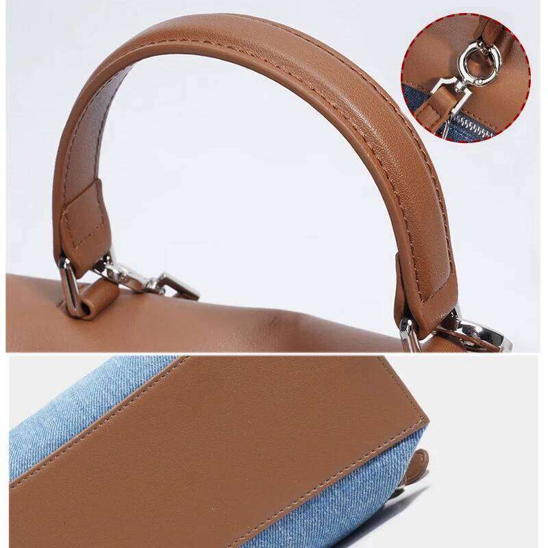 2025 New Women Backpack Fashion Denim Shoulder Genuine Leather Crossbody Bag Large Capacity Minimalist Tote Female Messenger