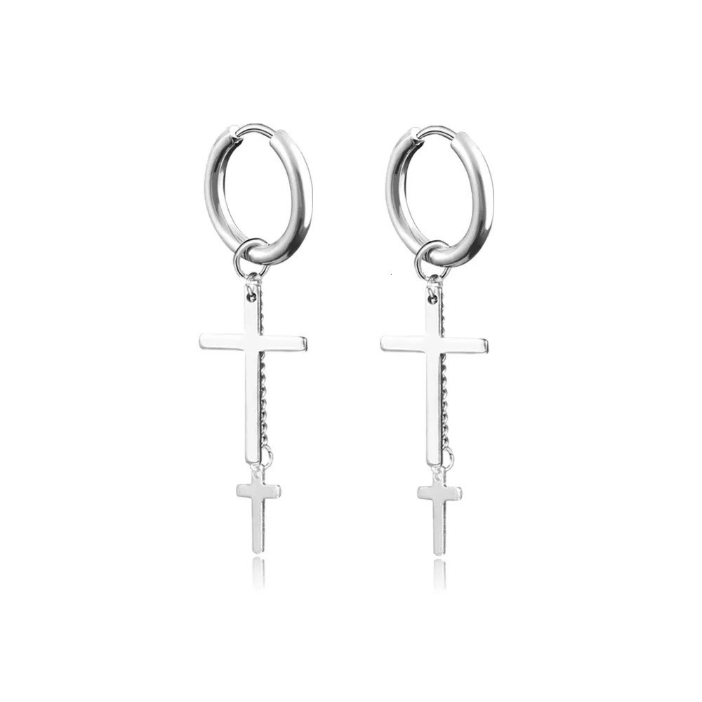 Punk Stainless Steel Chain Hoop Earrings For Women Men Trendy Goth Pop Hip Hop Pendants Ear Jewelry Accessories Earring 250812