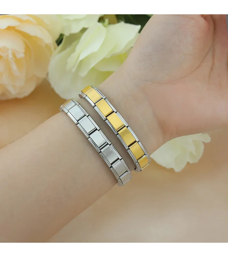 Fashion Stainless Steel Elastic Italian Links Charm Bracelet 9mm Width Simple n Bangle For Men Women DIY Making Jewelry 250812