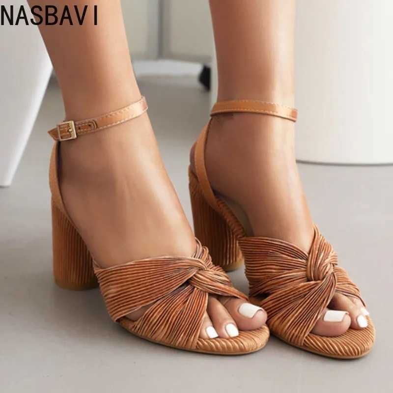 NASBAVI Straps Womens Sandals Summer Shoes Luxury Peep Toe Flip Flops Round High Heels Gold Party Dance Wedding Shoes Ladies W250814