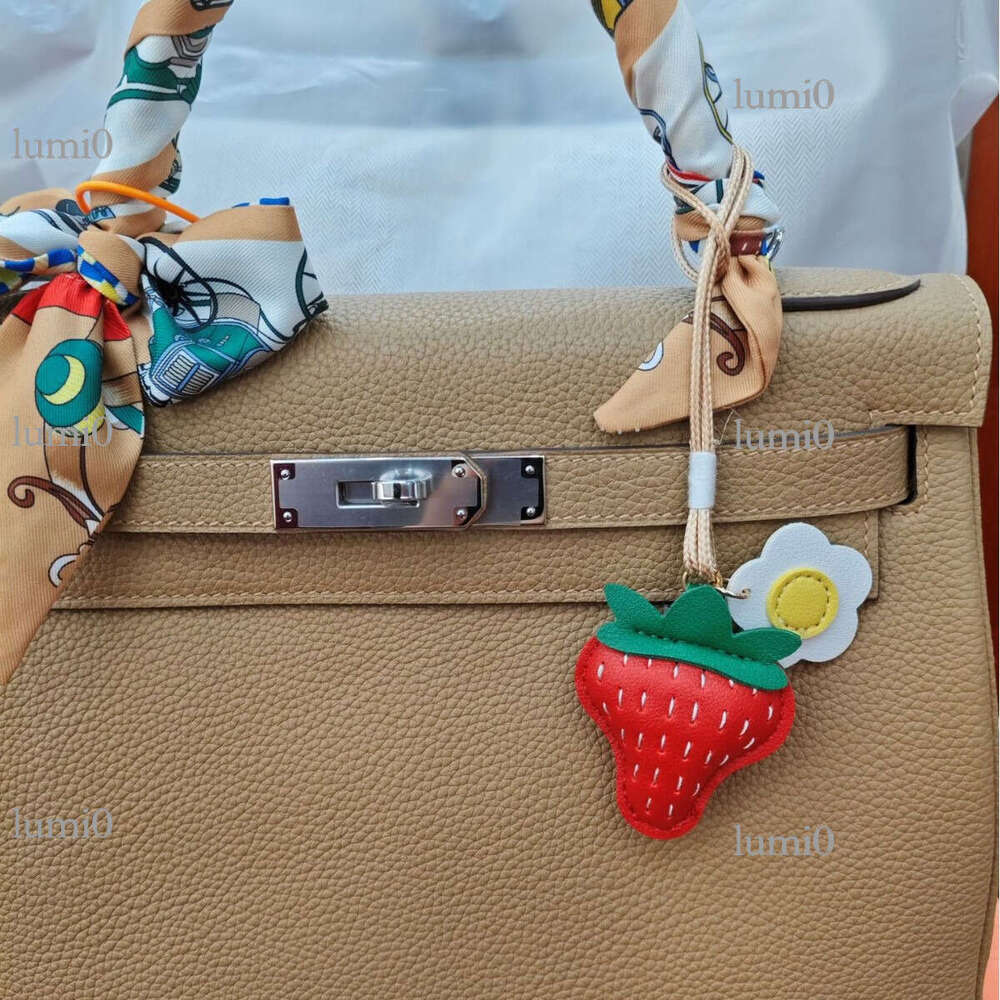 Red New PU Strawberry Small Cute Girly Keychain Bag Decoration Car Pendant