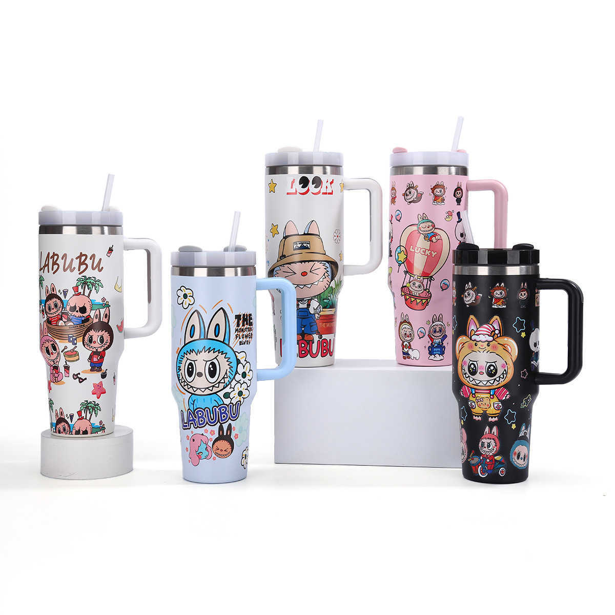 New Labubu Stainless Steel Car Insulated Water Bottle 40oz With Handle Ice Preservation Beverage Container Anime Themed X250612