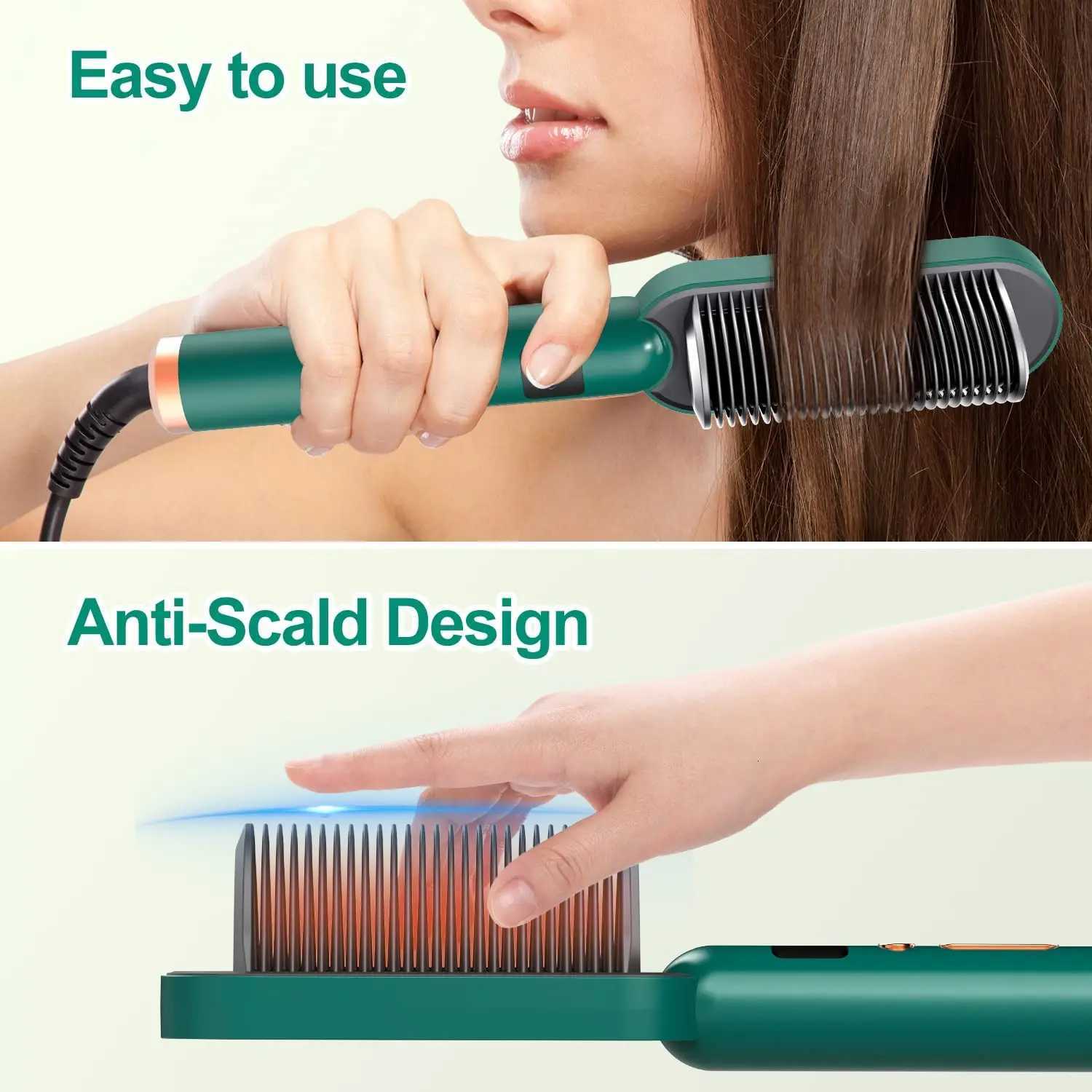 New Hair Straightener Brush Heated Hair Straightening Brush Flat Iron Electric Hair Brush Straightener | Hot Brush for Styling W250814