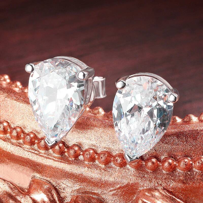 BXINY 1/2/4Carat Pear Cut Moissanite Stud Earrings S925 Silver Waterdrop Diamomd Ear Studs for Women Gifts Fine Jewelry with GRA