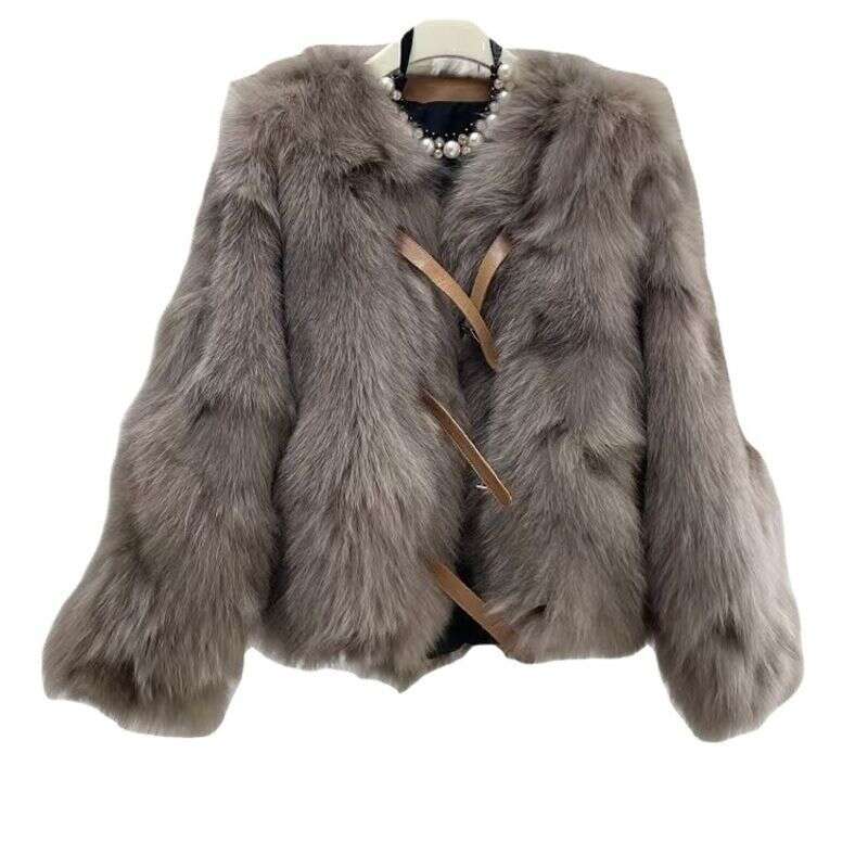 Faux Fox Fur Coat for Women Warm Feather Coats Loose Short Outercoat Lady Party Elegant Outfits Korea Fashion Autumn