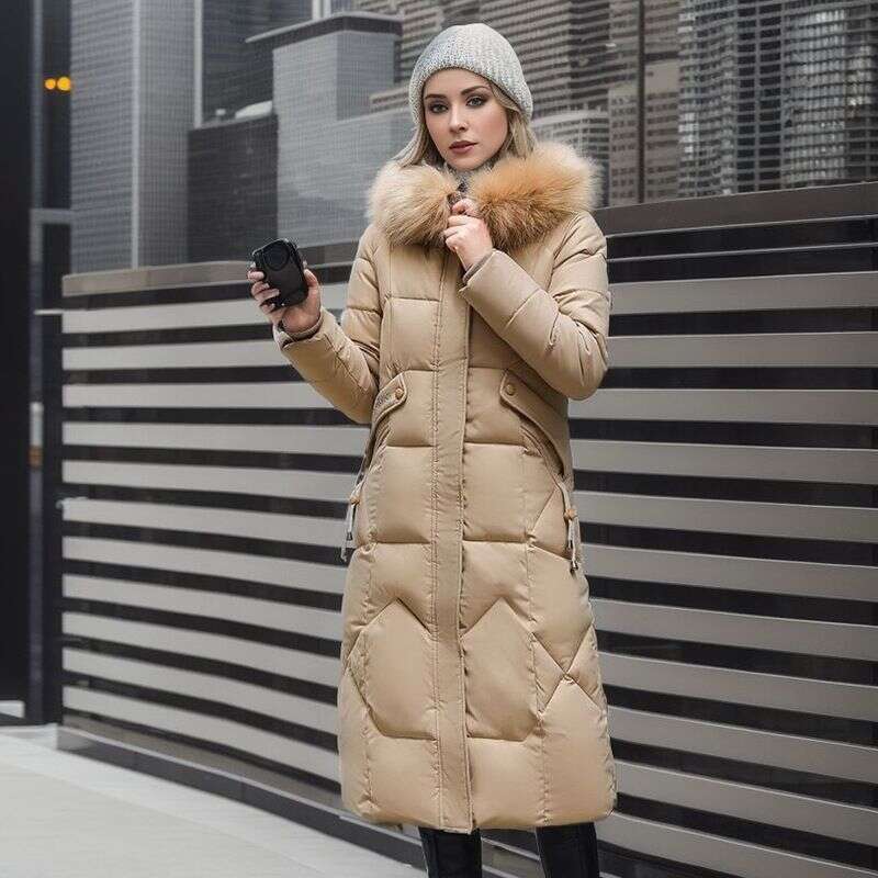 Women's Winter Windproof Warm Solid Parkas Coats Fashion Casual Hooded Long Sleeve Pockets Simple Elegant Slim Long Coats Female