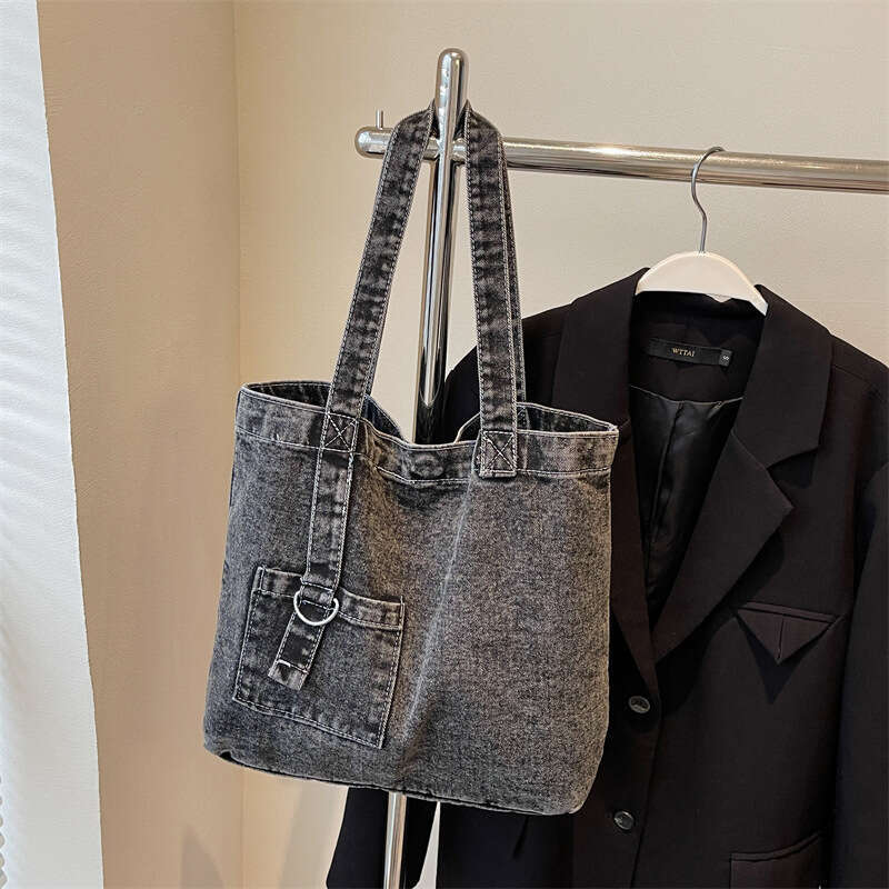 Denim Tote Bags Designer Women for Women New Large Capacity Shopping Shoulder Bag Simple Versatile Artistic Handbag