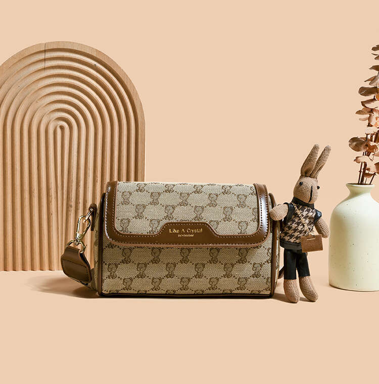 with Beibao Canvas PU Embroidery Small Square Bag for Women 2024 New Single Shoulder Crossbody Casual