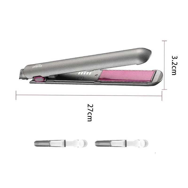 Kemei Ceramic Flat Iron Professional for Less Frizz Hair Straightener Smooth Finish Floating Plates Styling Tool Quick Heat Up W250814