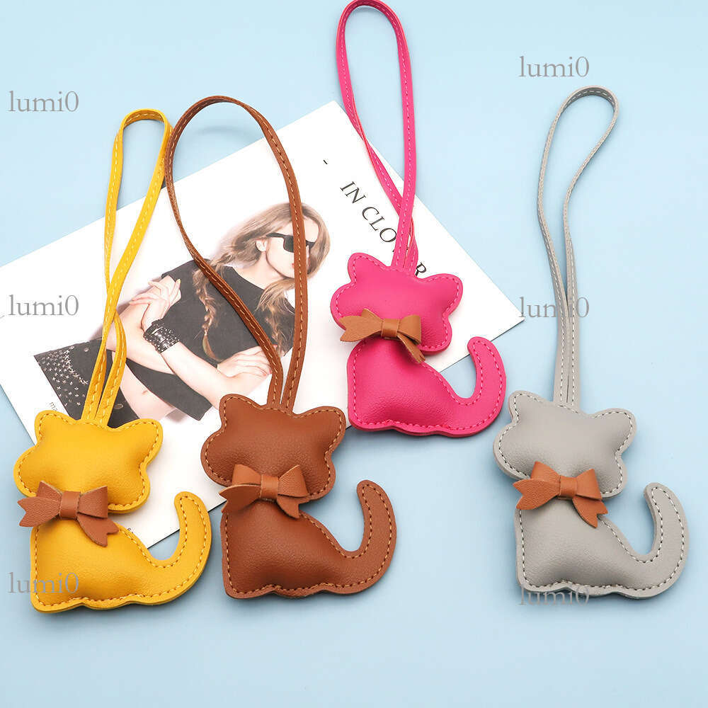 New PU Leather Pendant Bow Cute Cartoon Animal Kitten Women's Bag Decoration Small Gift