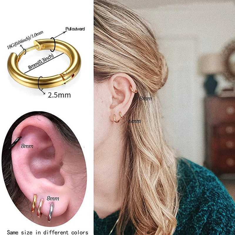 1PCS 2024 New Simple Stainless Steel Small Hoop Earrings for Women Men Cartilage Ear Piercing Jewelry Earrings Men Women XJ250814
