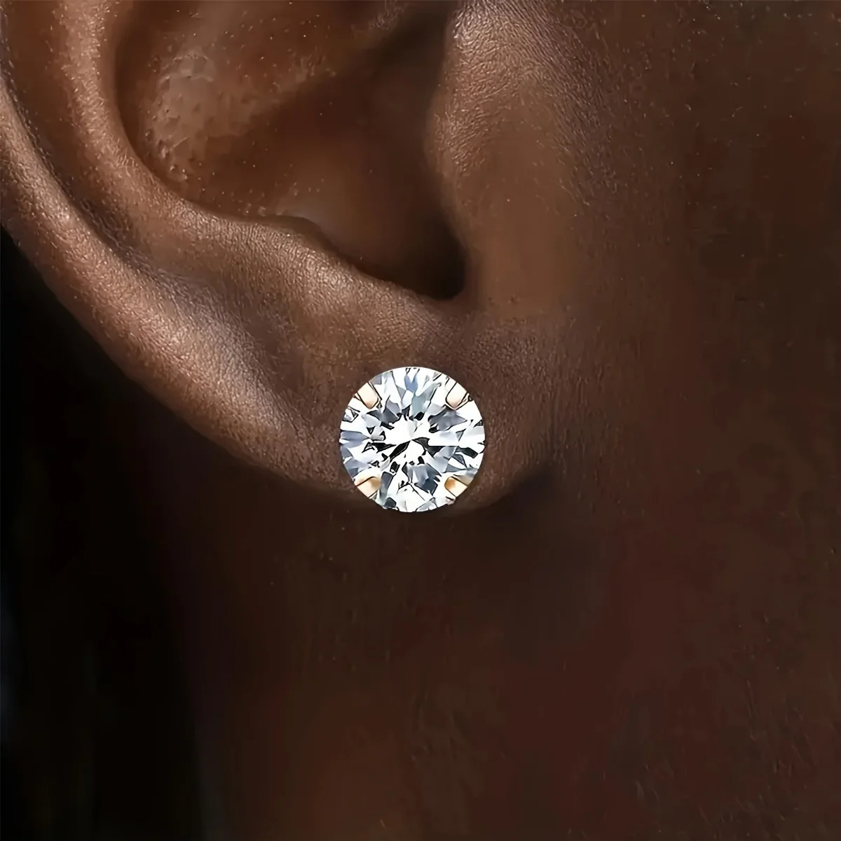 1 Pair or 3 Pairs Stainless Steel Golden Tiny CZ Stud Earring Four-claw Twisted Ball Zirconia Piercing Earrings for Women Men 250812