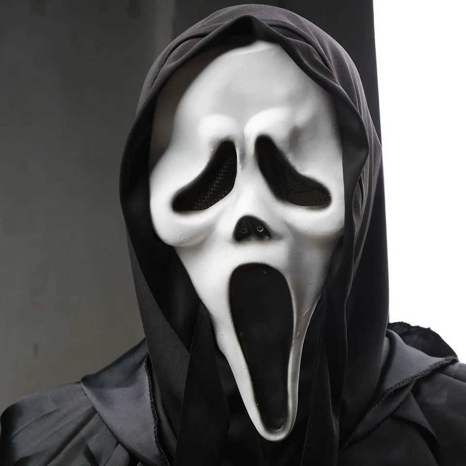 Latex Scream Ghostface Mask Horror Full Head Mask Prank Cosplay Costume Scary Movie Ghostface Props Home Decor Party Supplies Y250814