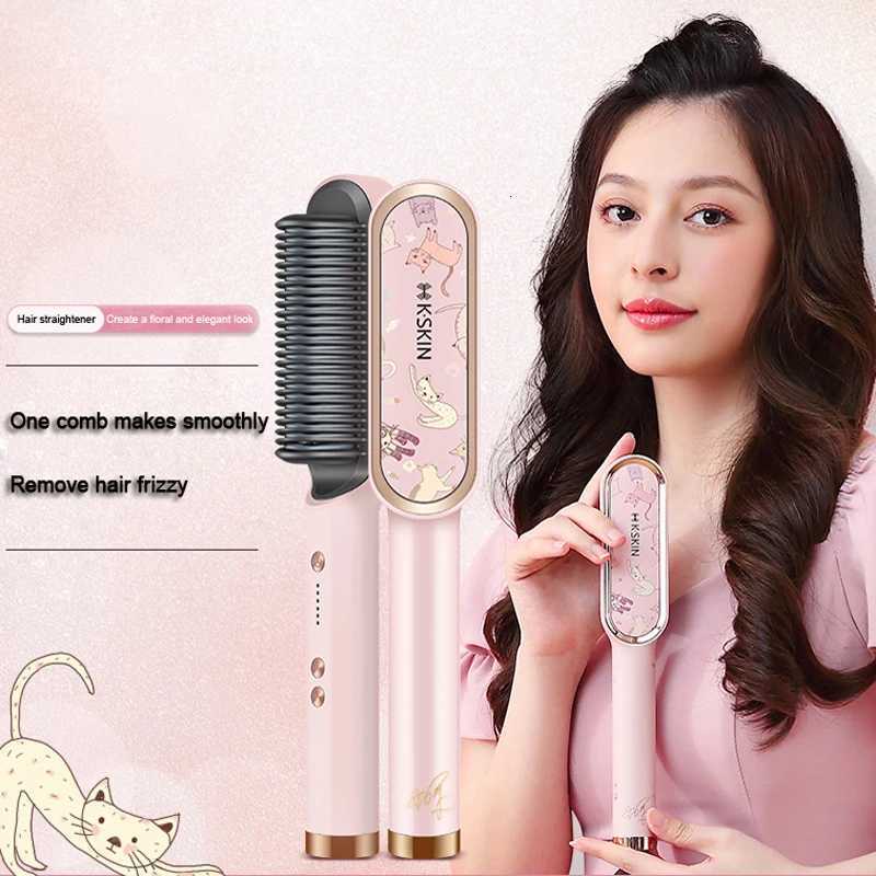 Multifunctional Hair Straightener Brush Hair Straightening Ceramic Heat Hair Curler Electric Straightener Hair Care Styling Tool W250814