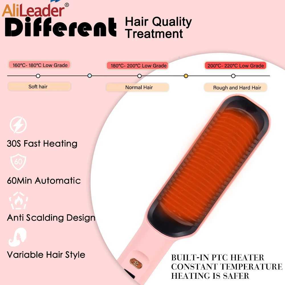 Alileader Straightener Brush Smooth Frizz 30 S Fast Heating 60 Min Auto-Off Women Hairstyle Tools Suitable Long/Thick/Wigs Hair W250814