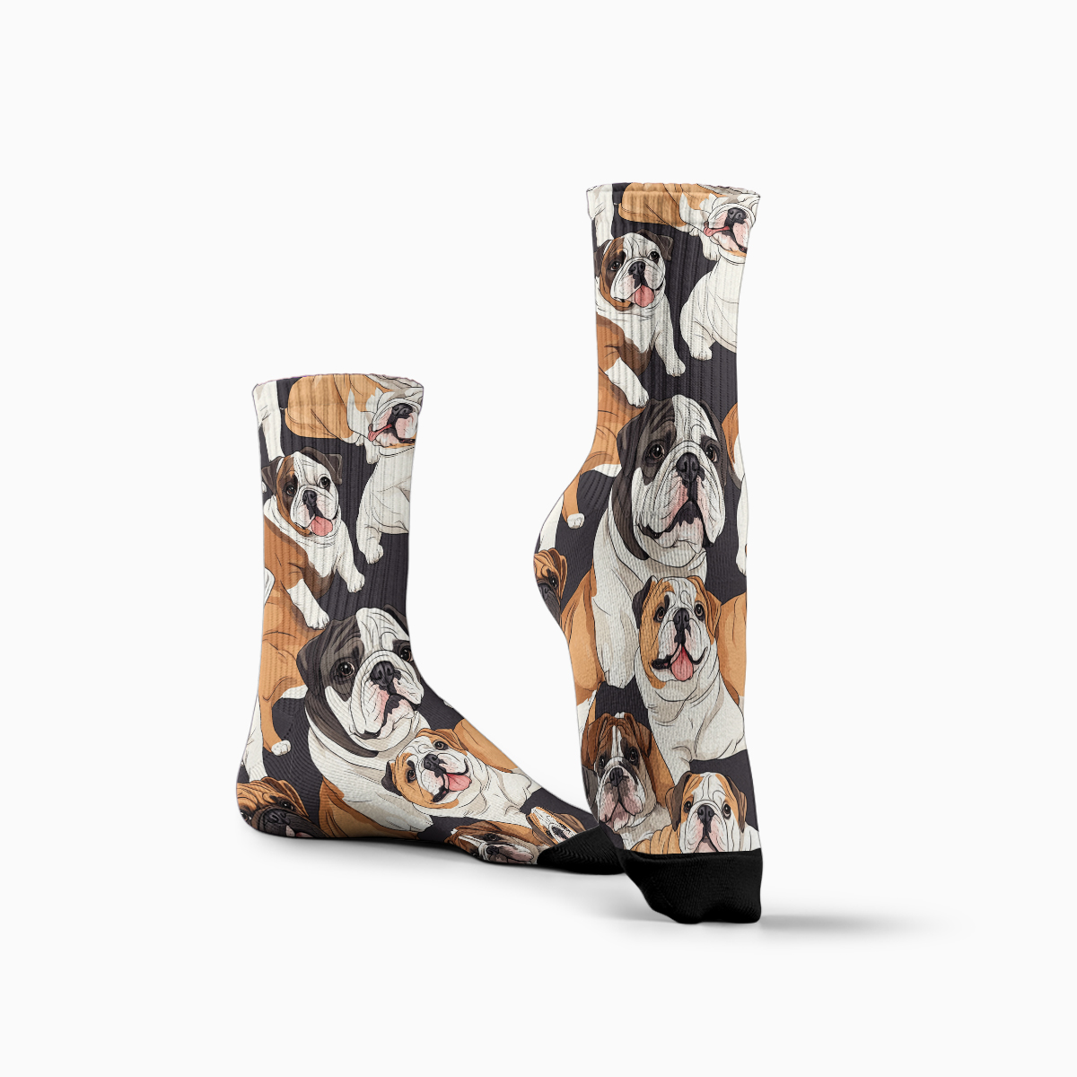 Cute English Bulldog Collage Unisex Tube Designer Socks C145