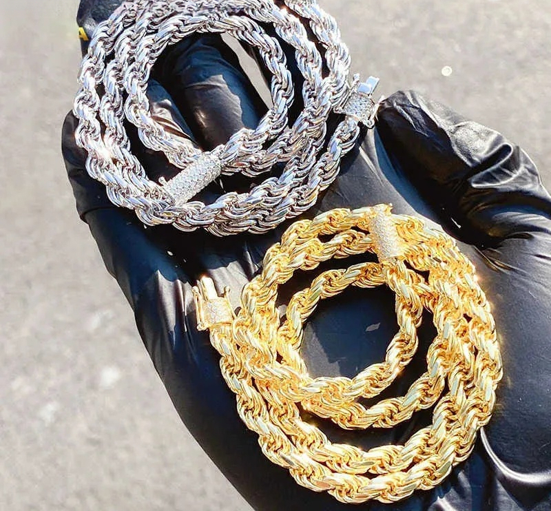 Newest Hiphop Sterling Sier 6mm Rope Chain for Women Men Pave Moissanite Buckle Cuban Necklace Fine Jewelry Free delivery to your doorstep