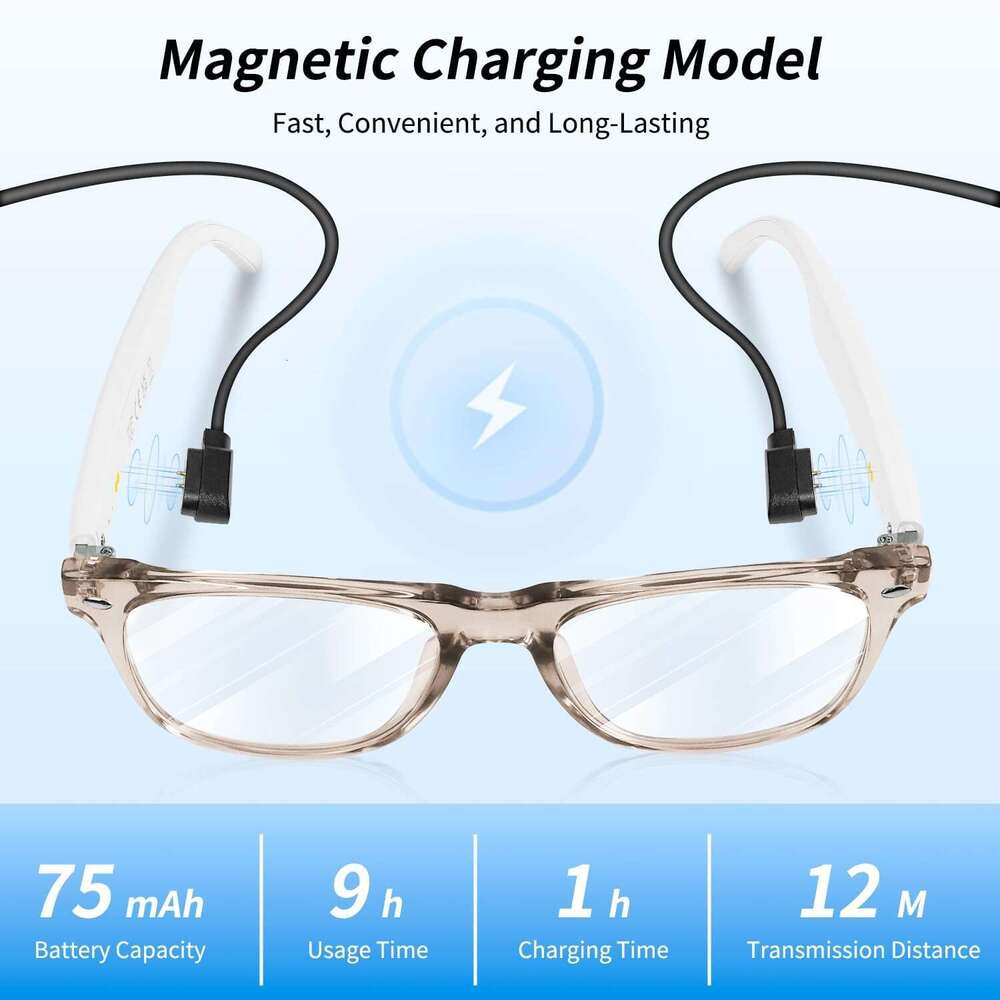 Smart AI Bluetooth Glasses Unisex 144 Languages Instant Translation Interpretation Blue Light Filter Color Changing Transition Lenses Touch and Voice 
