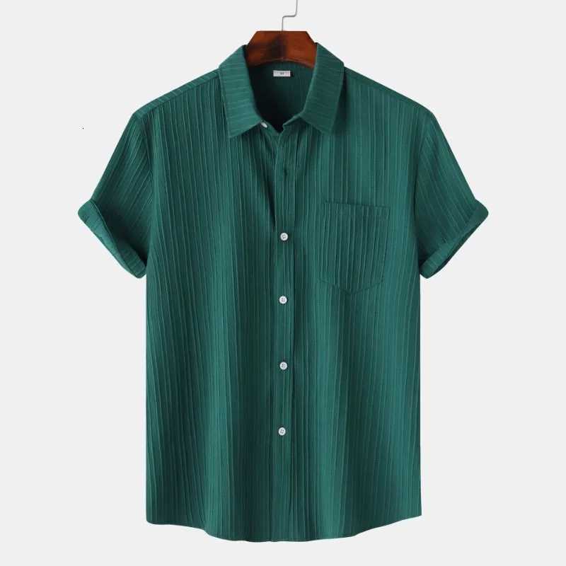 Mens Solid Color Short Sleeve Shirts Summer Fashion Casual Blouses Mens Clothing Streetwear Comfortable Mens Shirts XJ250804