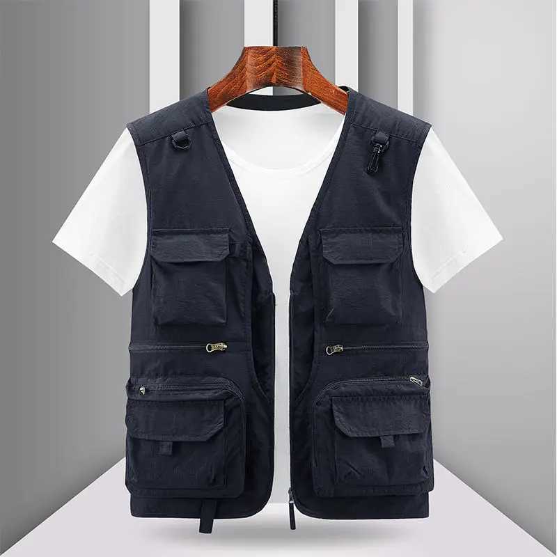Spring New Men Outdoor Casual Vest Men Solid Breathable Multi-pocket Photography Fishing Vest High Quality Vest Man M-6XL Y250814
