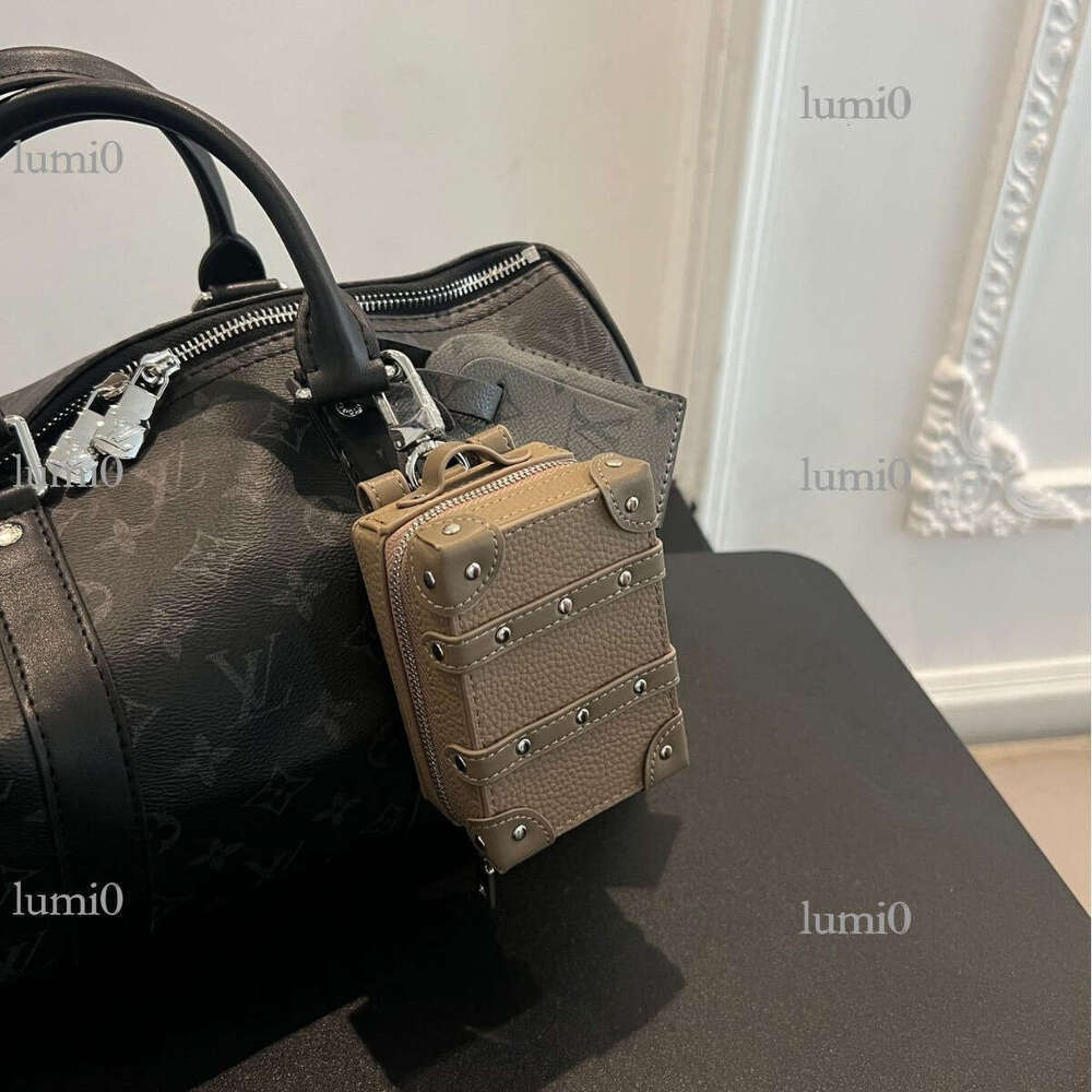 New Box Bag Pendant Keychain Zipper Accessories Wear-Resistant Leather Square Clip Ins