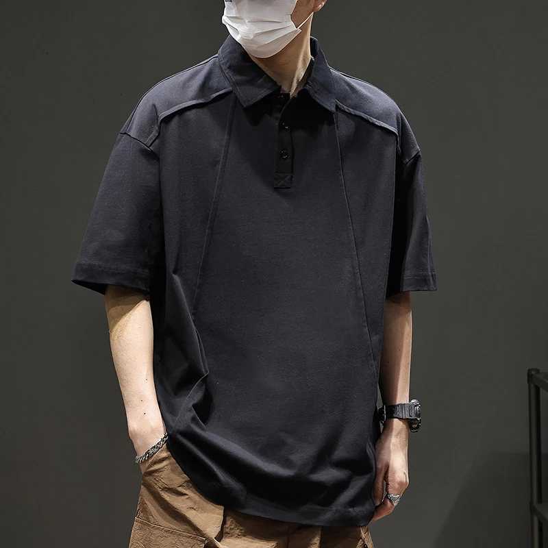 2626 Summer new mens POLO shirt lapel short-sleeved T-shirt splicing fashion loose with high-end 100% cotton XJ250804