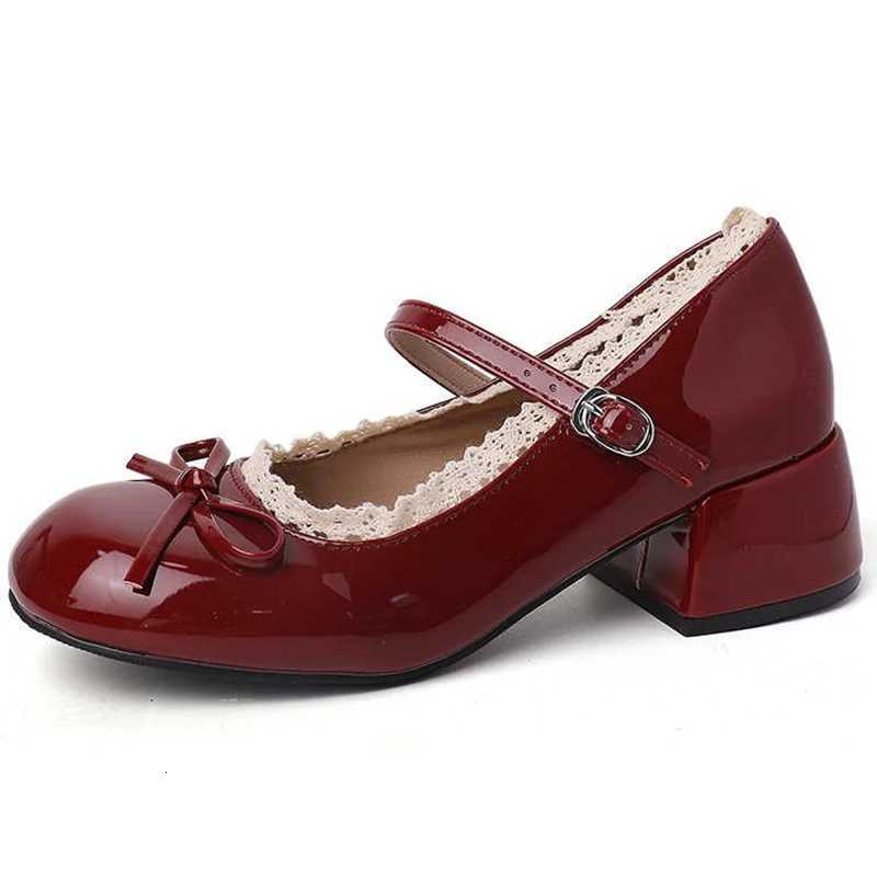 2023 Autumn Women Mary Jane Shoes Fashion Butterfly-knot Dress Shoes Ladies Concise Outdoor Thick Heel Leather Shoes W250814