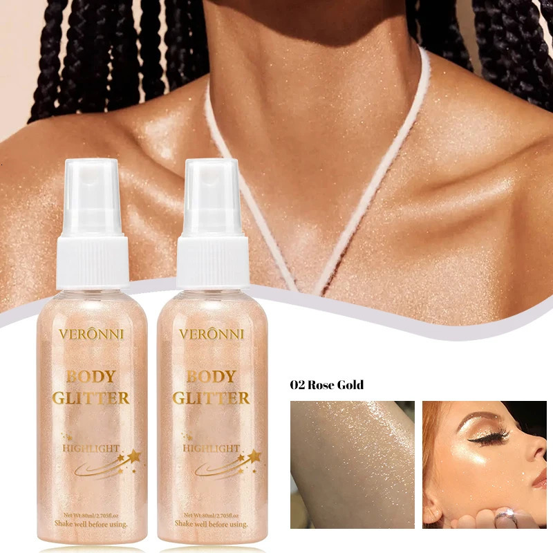 Liquid Highlighter Spray Glow Shimmer SprayGlitter Spray Oil Lotion Facial Contour Makeup Illuminating Face Body 250813