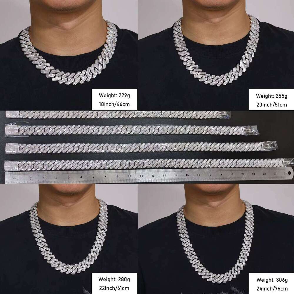 20mm Link Chain Gold Plated Brass CZ Dia Iced Out Cuban Necklace for Men