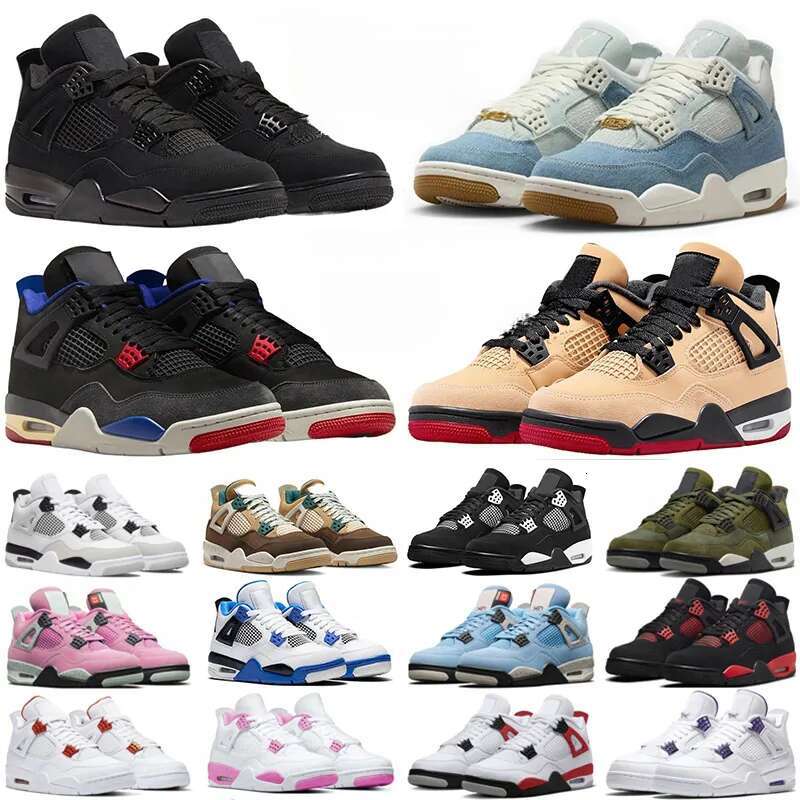Designer Basketball Shoes 4 4s Sports Sneakers With Box Men 2025 Pizza Black Cat Worn Blue White Cement Thunder Forget Me Reimagined Womens Trainers