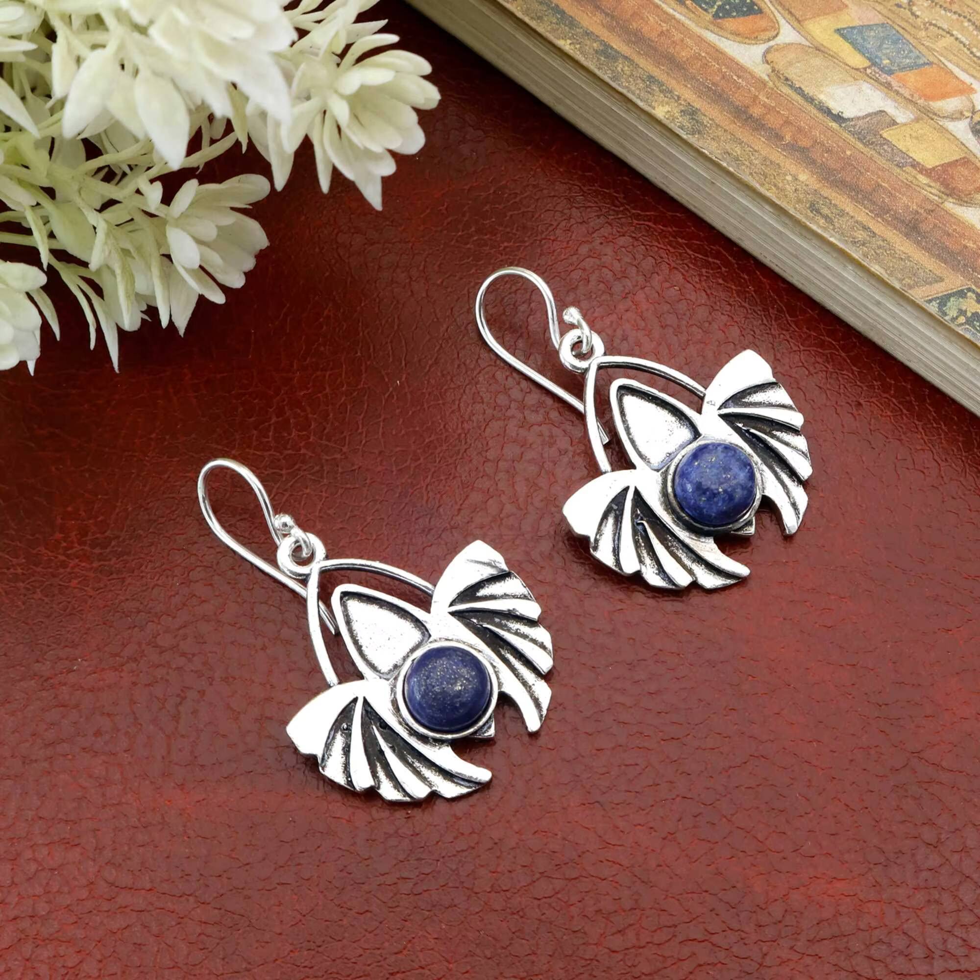 Luxurious Lapis Lazuli Designer Handmade Jewelry Women's Spiritual Fashion Earrings