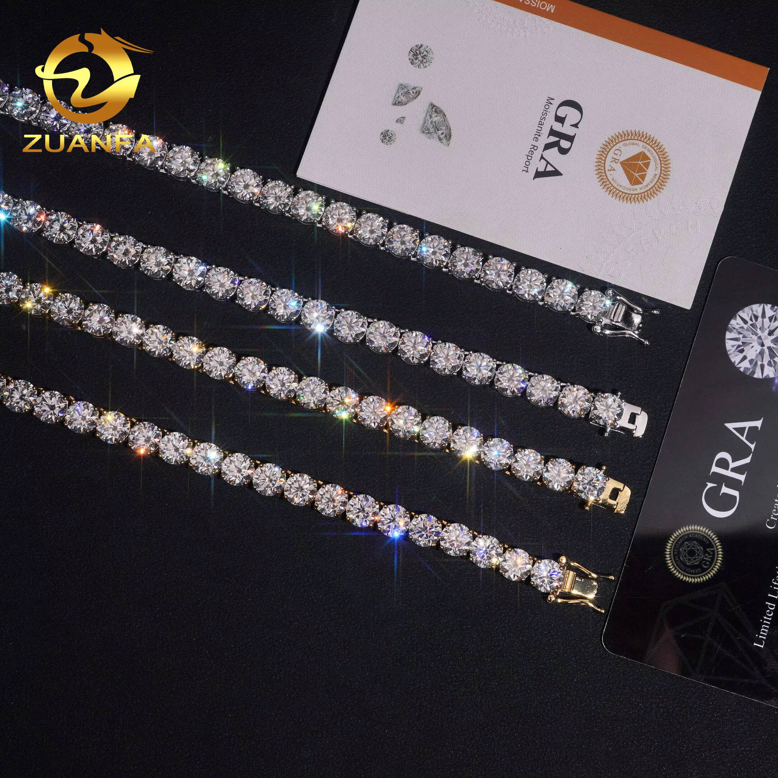 USA Stocks 6.5mm D Color VVS Moissanite Tennis Chain Necklace Sterling Sier Iced Out Hip Hop Jewelry