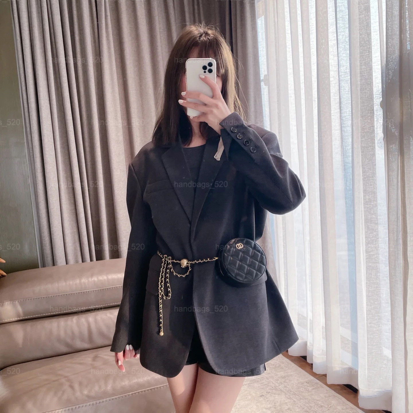 Fashion Women Waist Bag and Shoulder Bag Genuine Leather Mini Round Chain Strap Female Luxury Crossbody Chest Bags Woman Handbags
